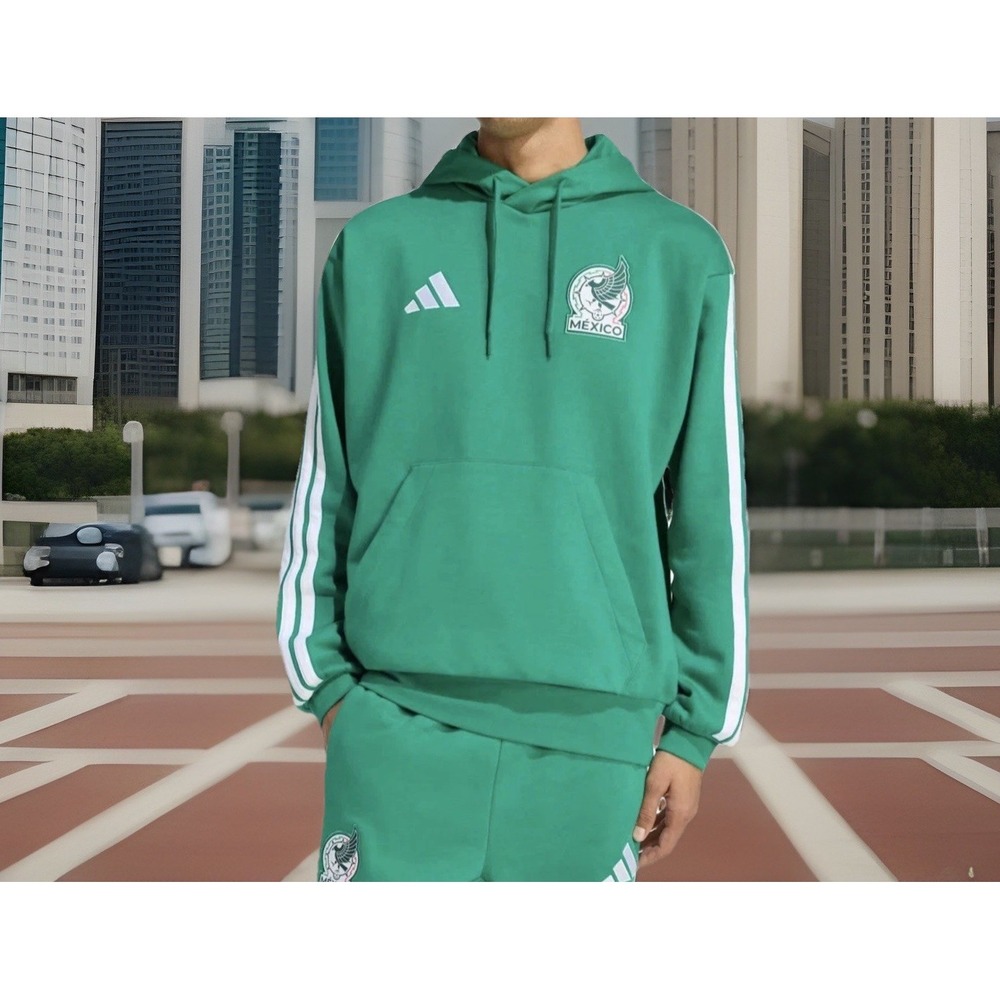Adidas Mexico Soccer Team Men's DNA Fleece Hoodie Sz XL  Green New